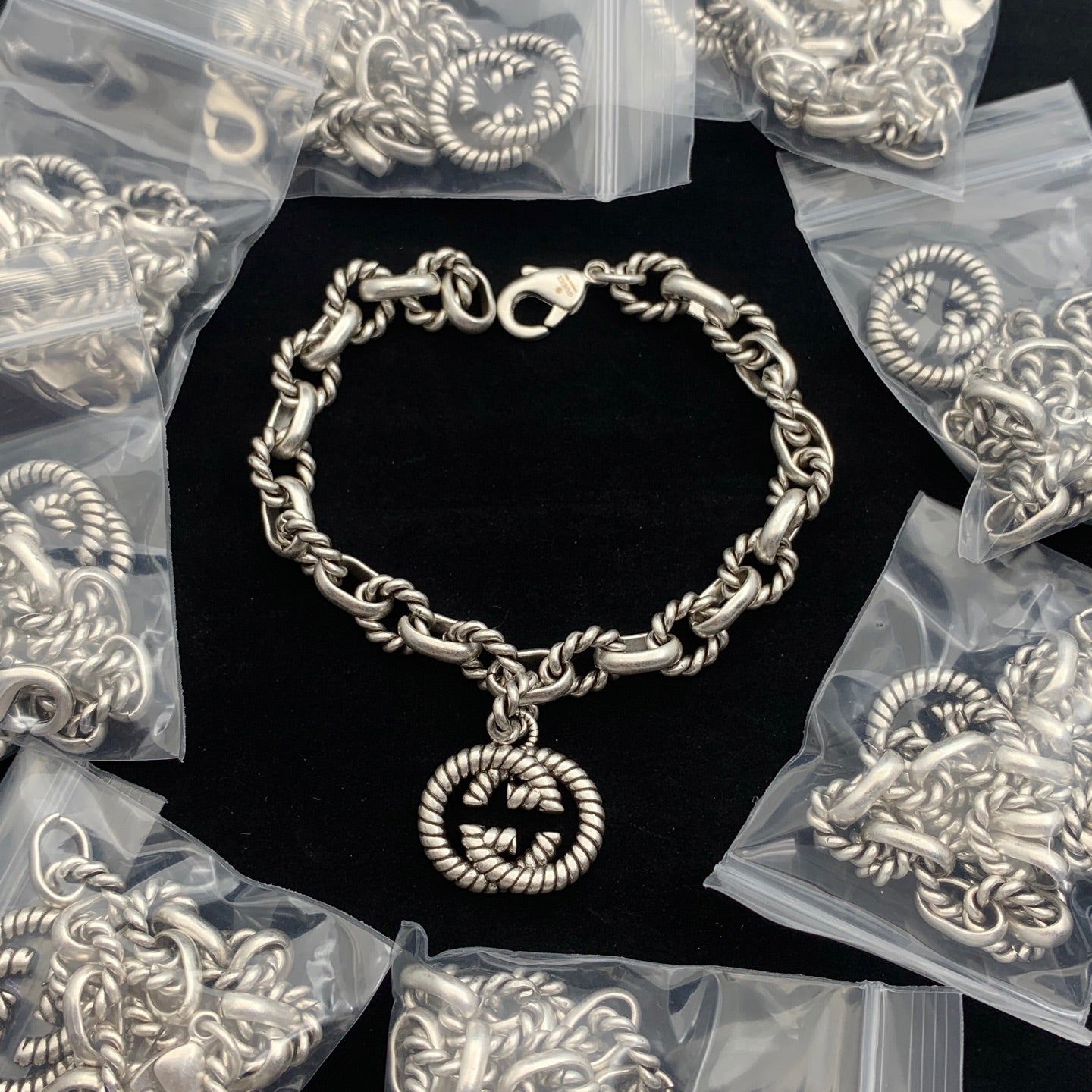 Chunky Braided Chain Logo Pendant Set