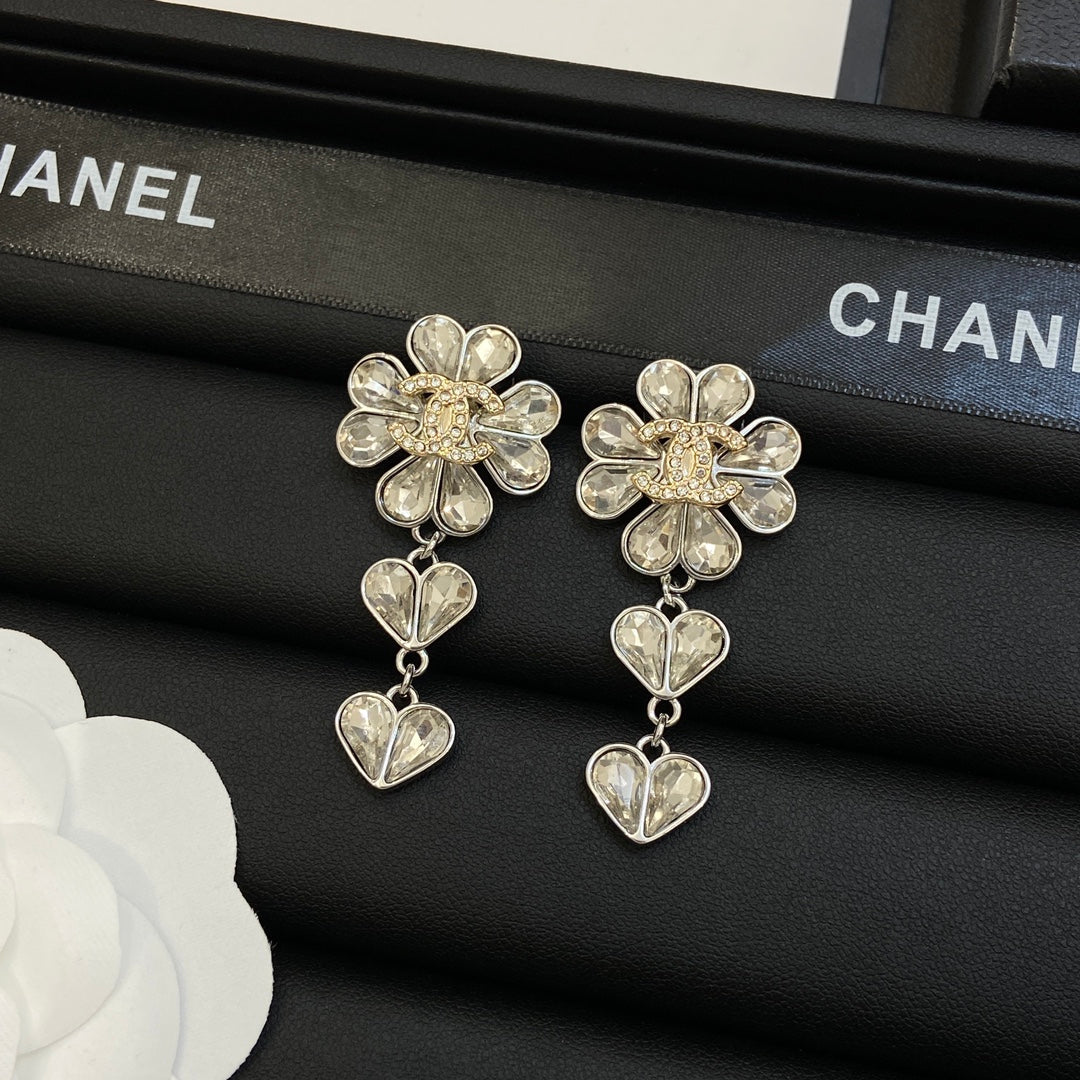 Crystal Teardrop Floral Cluster Jewelry Set