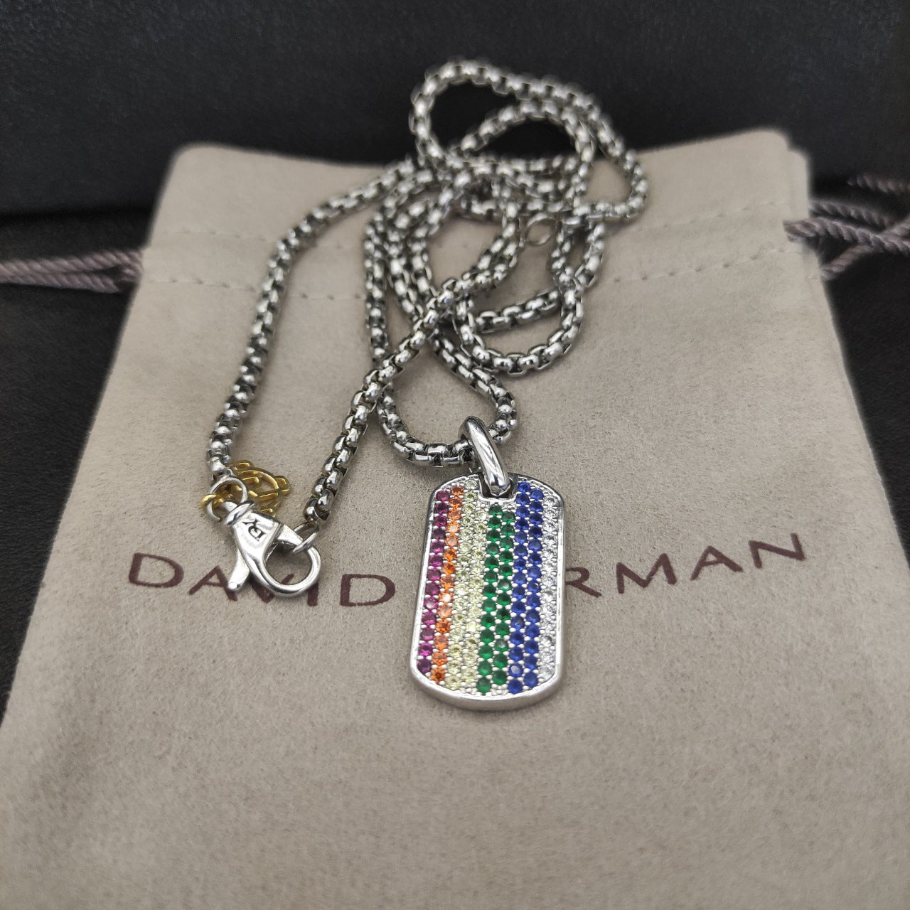 Full Pavé Dog Tag Pendant Necklace
