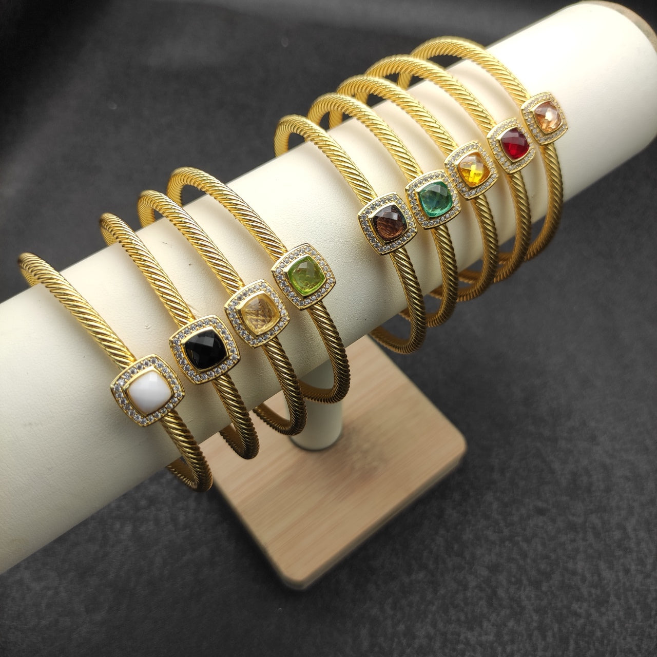 Multi-Color Cushion Stone Pavé Set