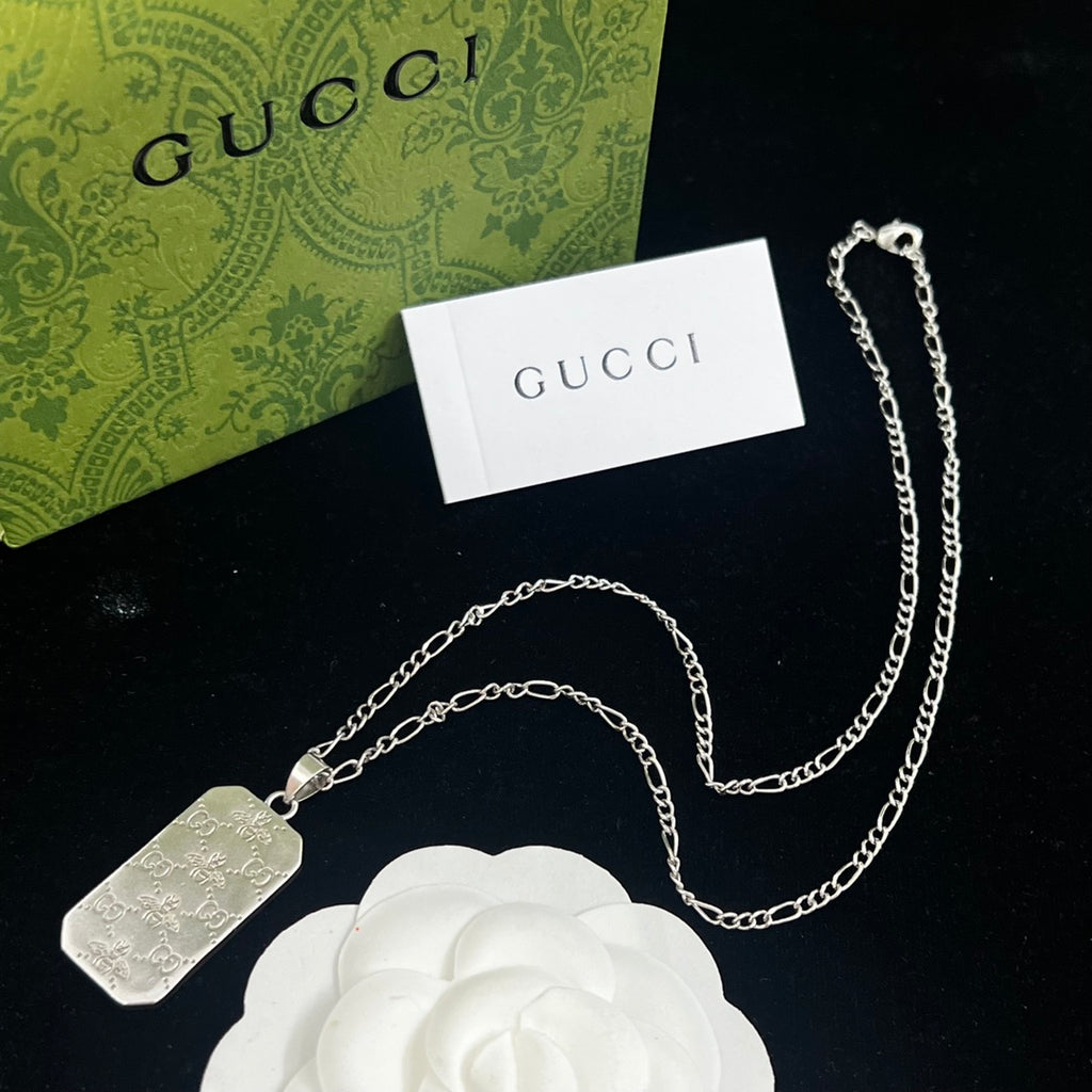 Silver Logo Dog Tag Jewelry Set