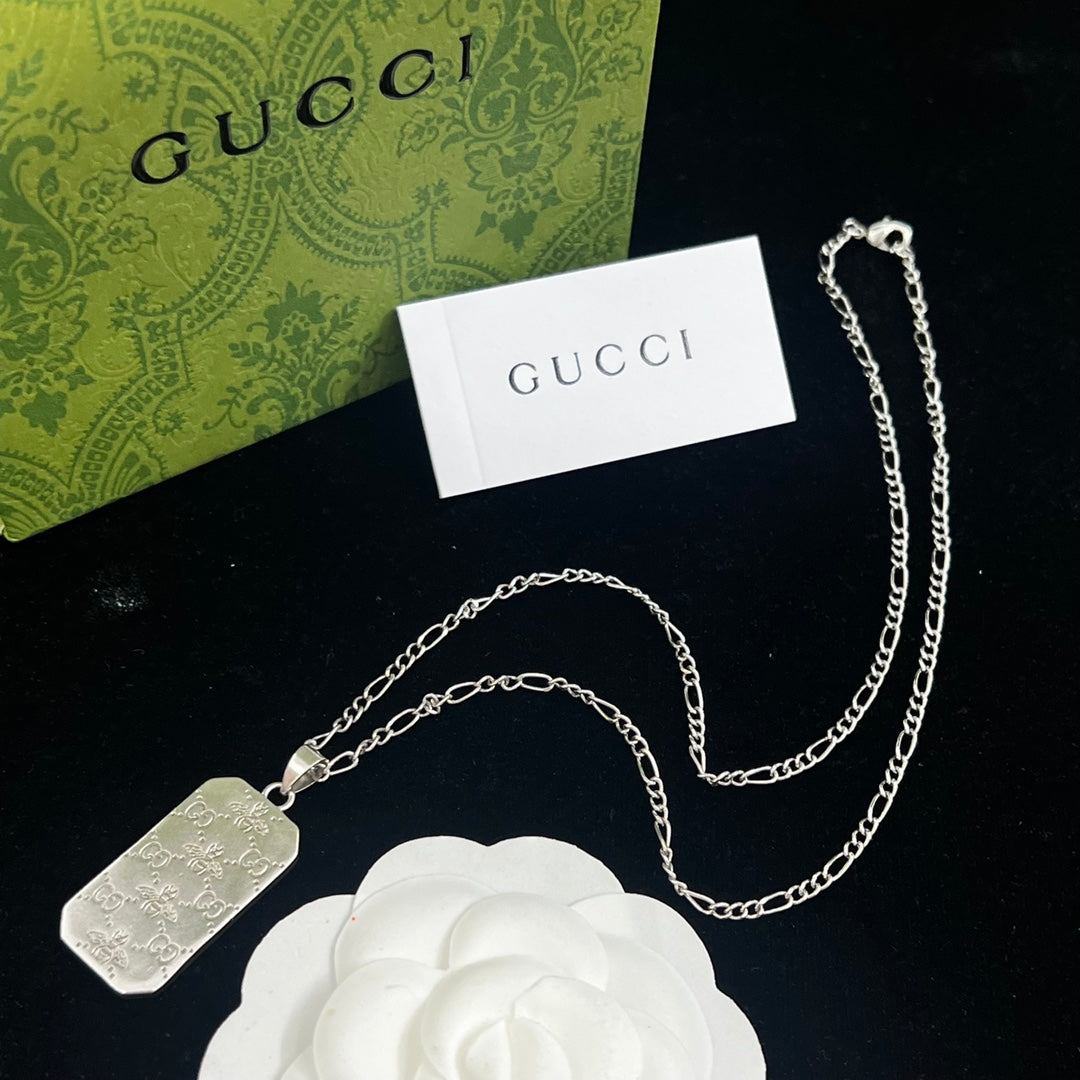 Silver Logo Dog Tag Jewelry Set