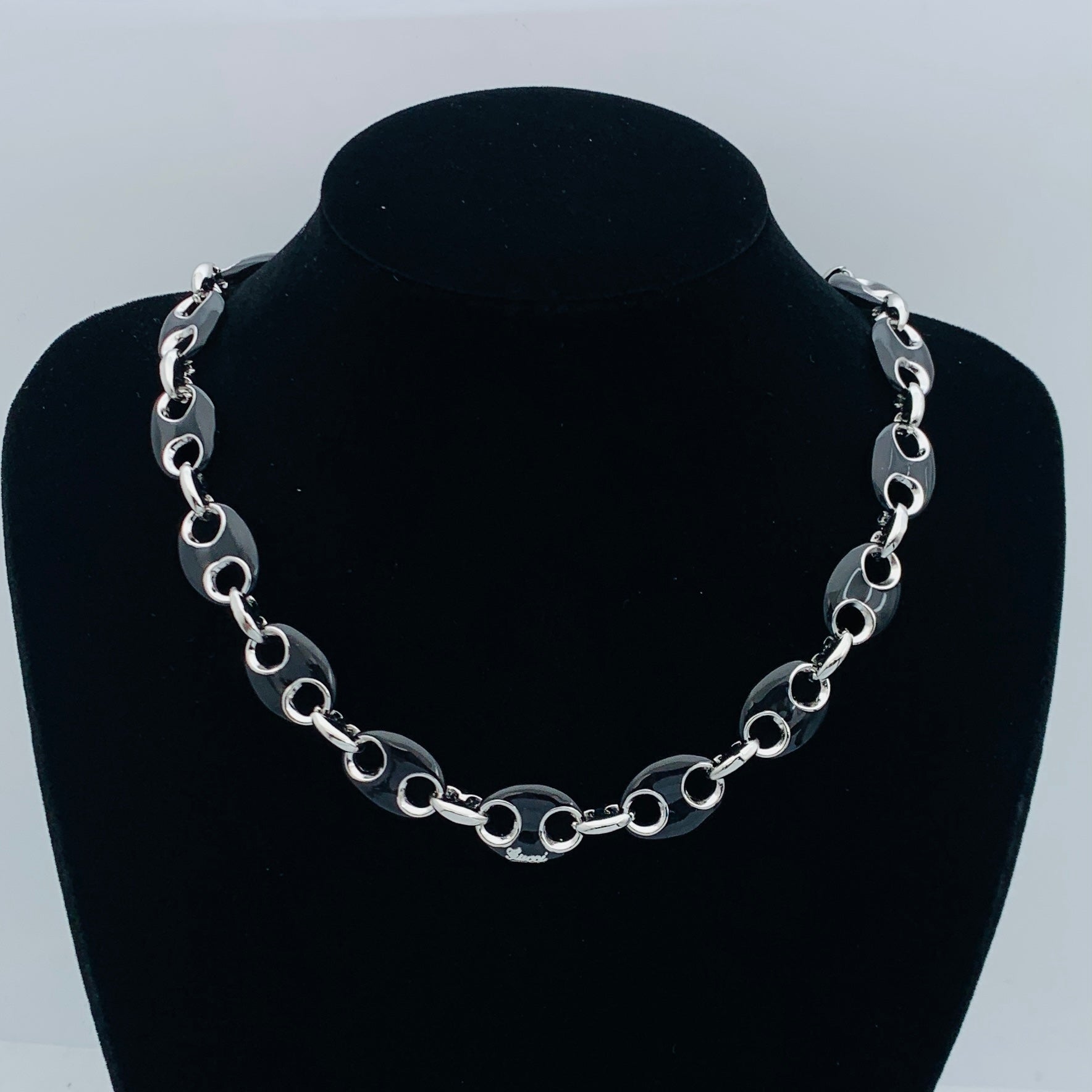 Black Enamel Chain Jewelry Set