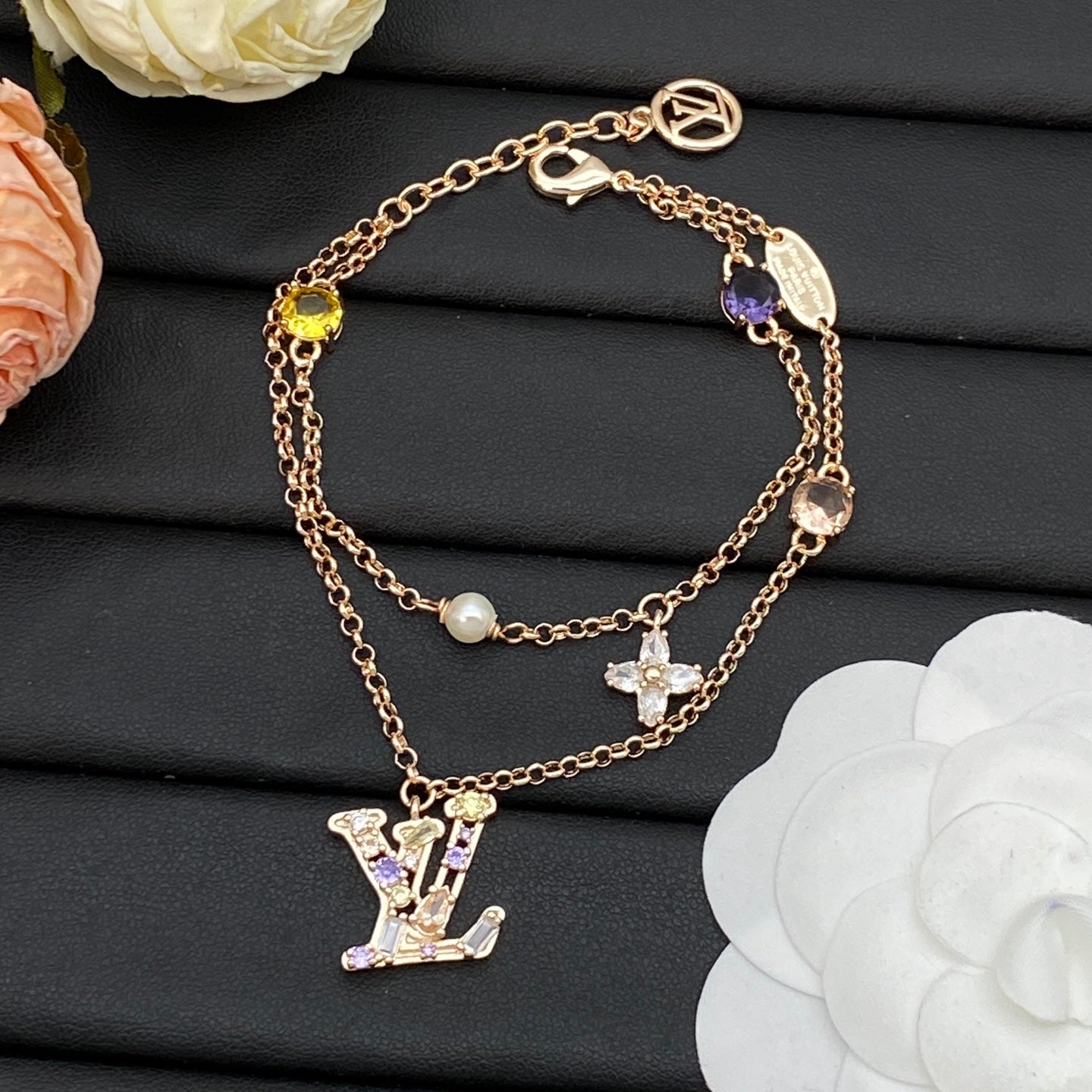 Monogram Crystal Pendant Set