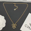 Bow Knot Logo Charm Necklace | Curb Chain | Gold & Silver Tone