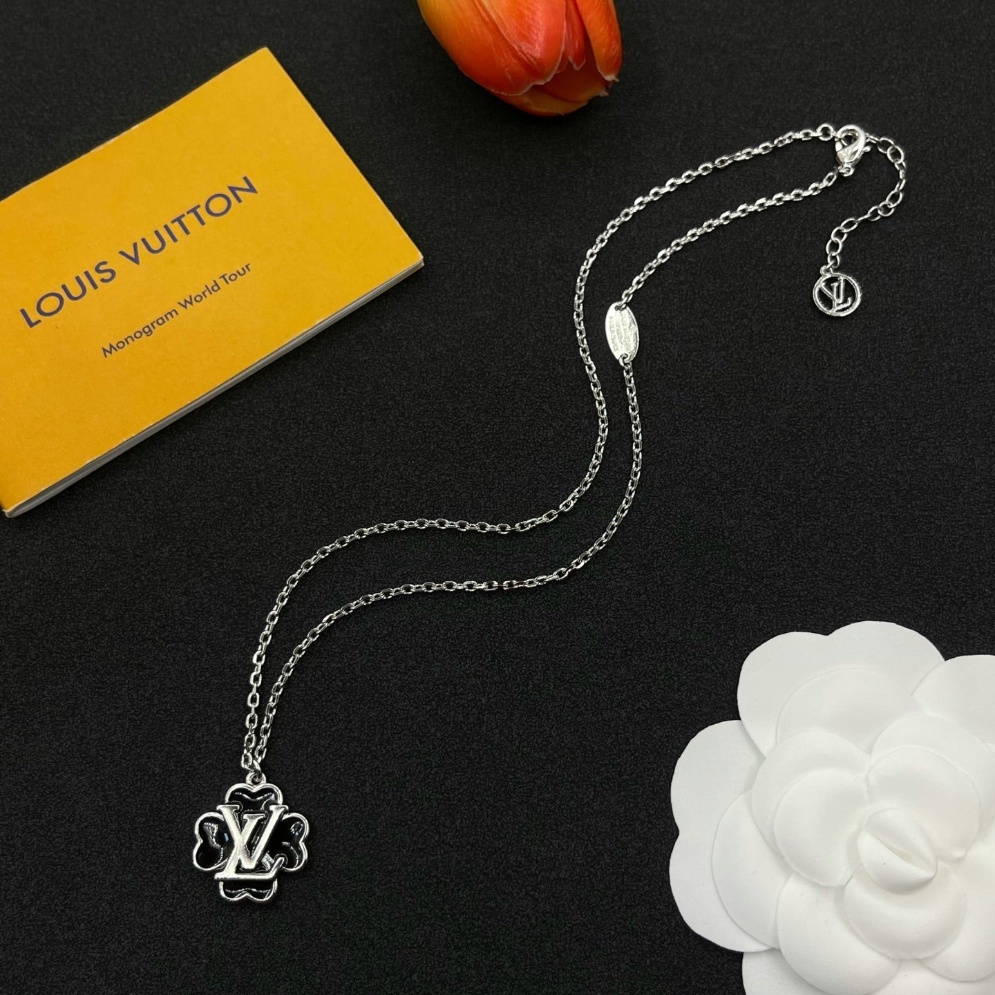 Enamel Clover Logo Pendant Necklace – Multi-Color