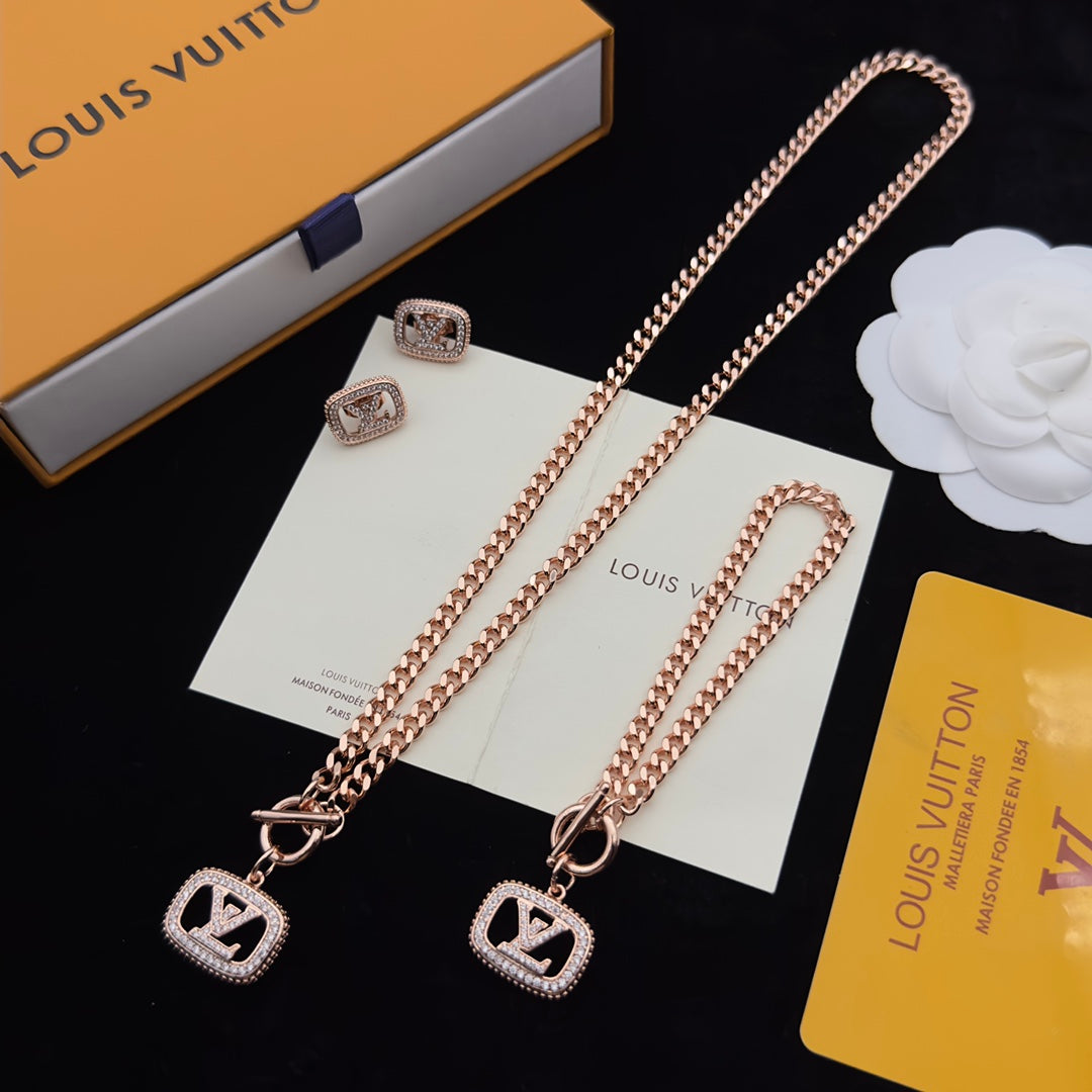 Chunky Cuban Chain Toggle Clasp Jewelry Set
