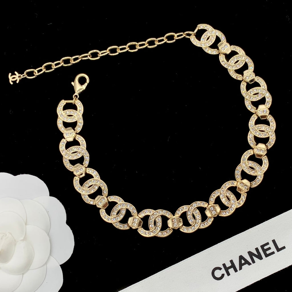 Crystal Interlocking Circle Chain Jewelry Set