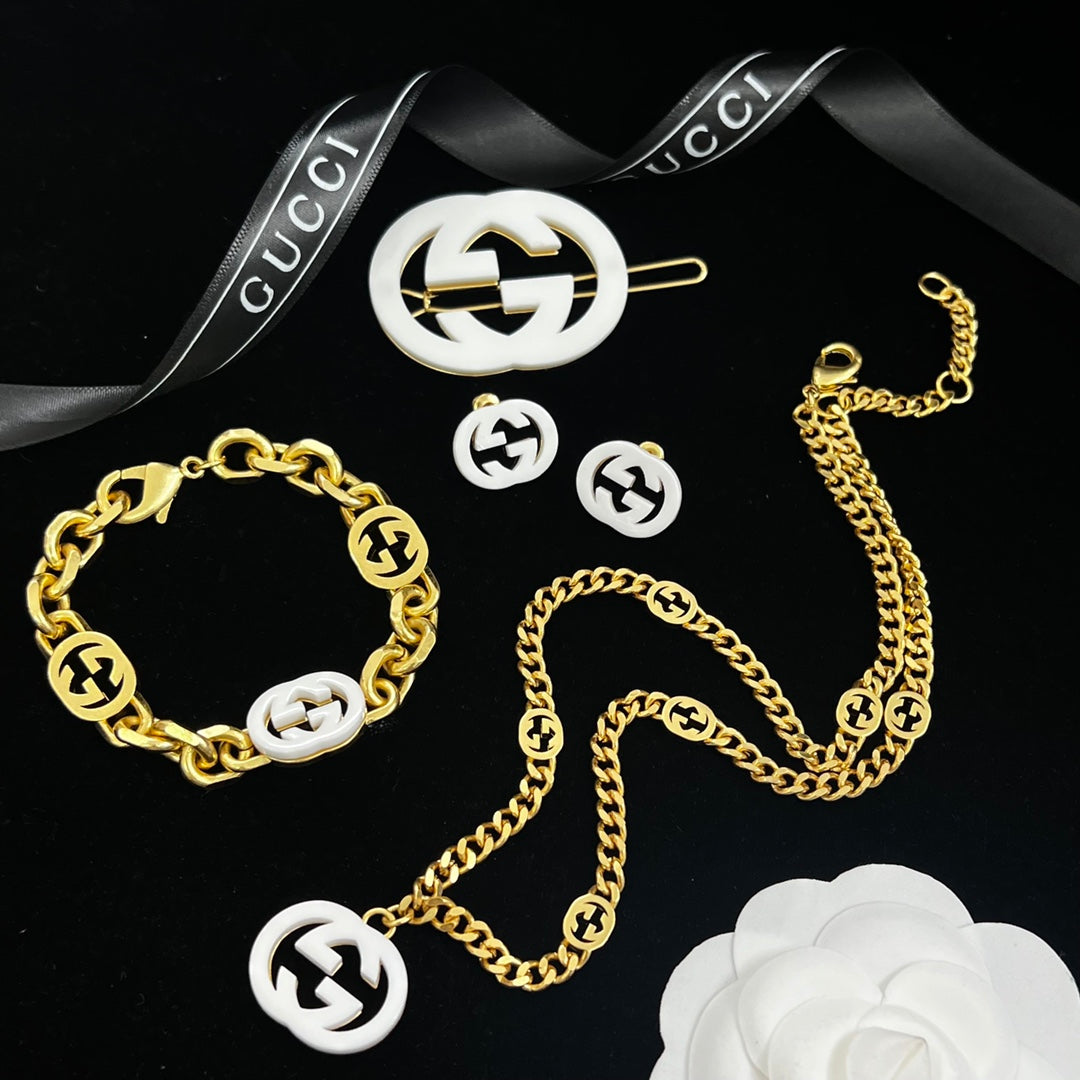 Resin Logo Cuban Chain Jewelry Set