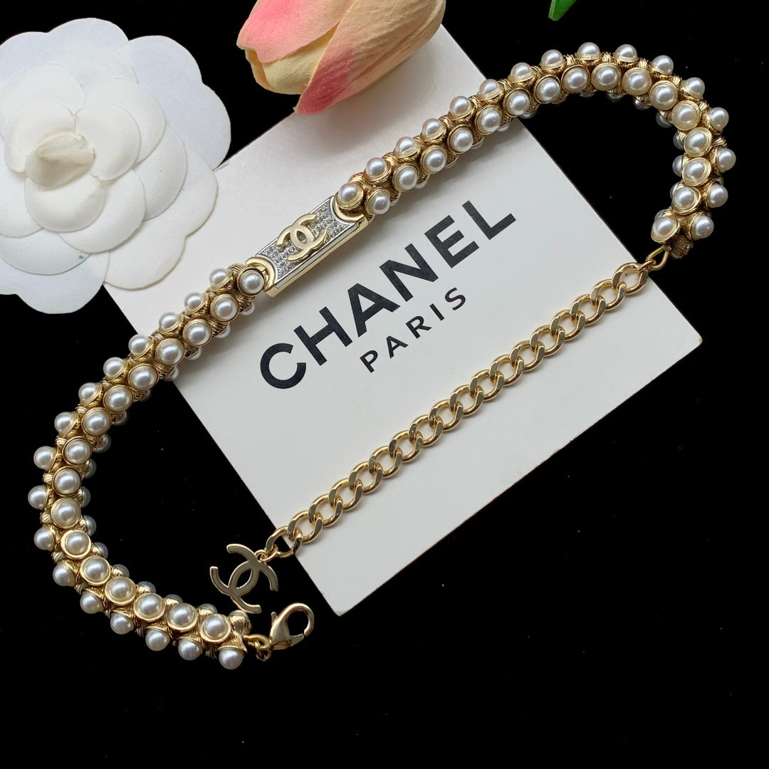 Triple-Row Faux Pearl Cluster Bracelet & Choker Set