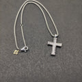 Cable Texture Pavé Cross Pendant Necklace