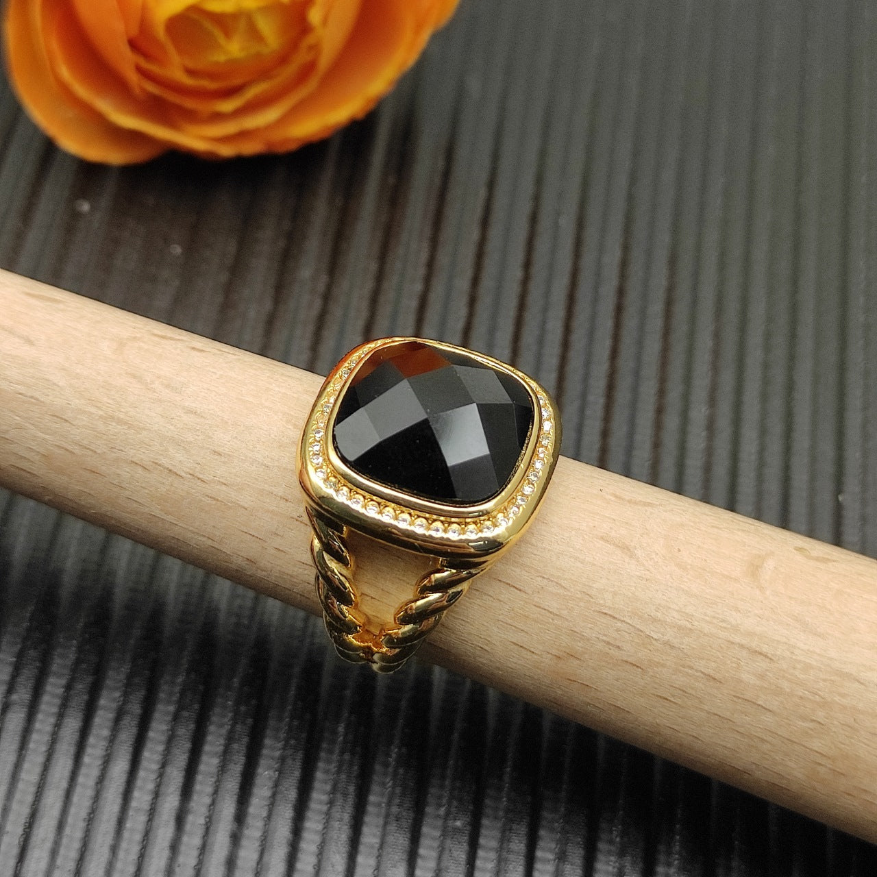 Colorful Crystal Square Pendant Necklace & Ring Set