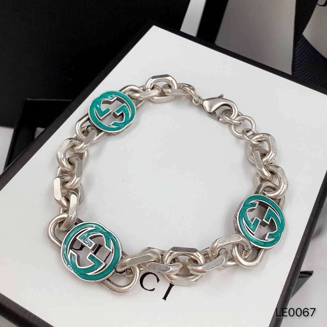 Turquoise Enamel Logo Chain Jewelry Set