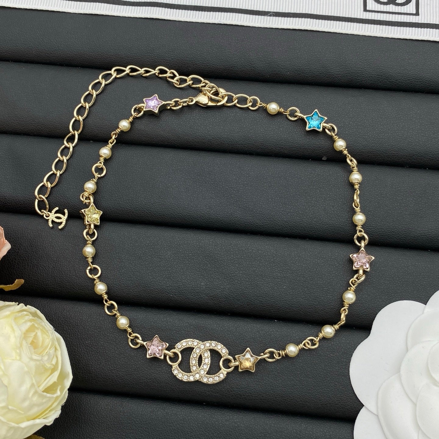 Pearl & Colorful Star Chain Necklace