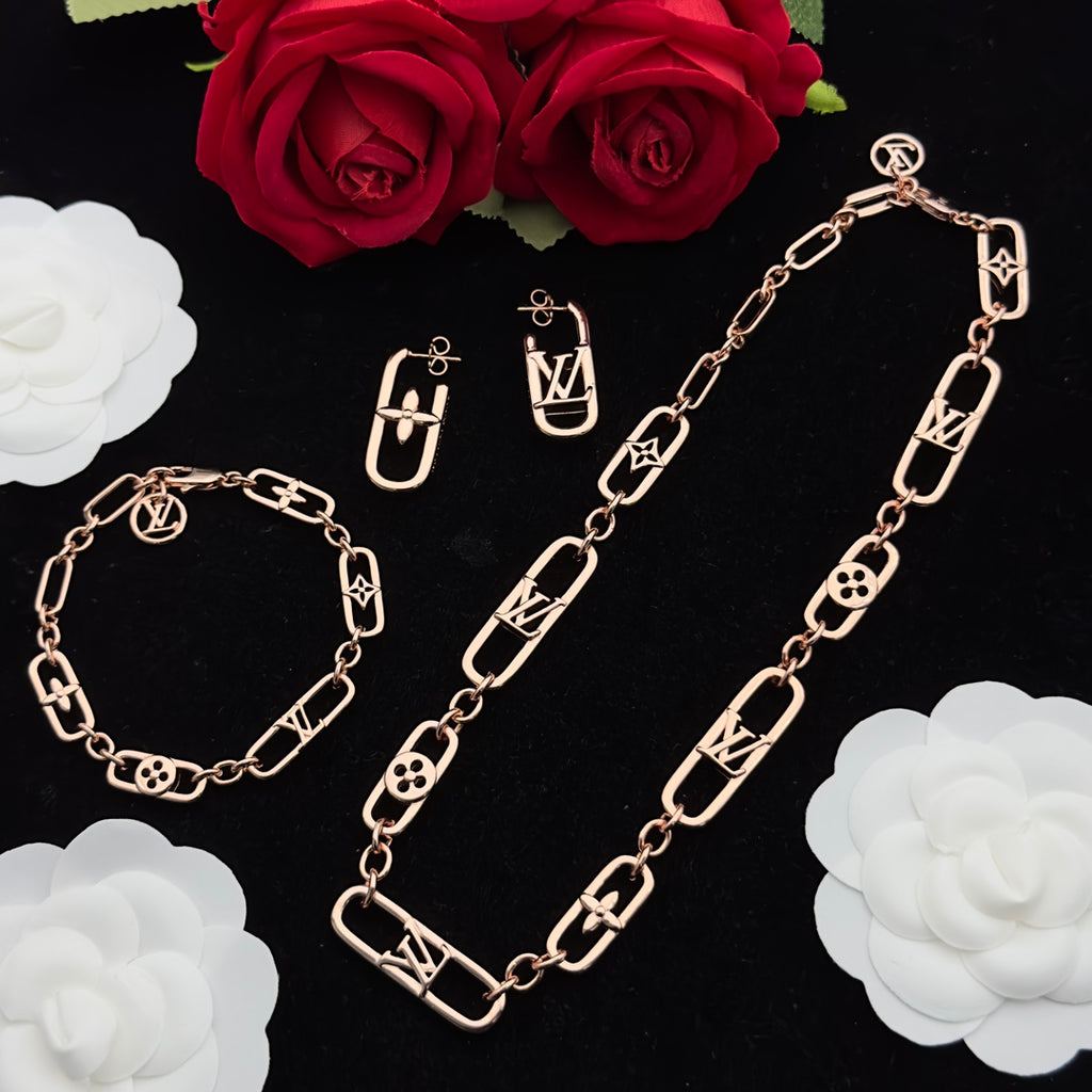 Chunky Logo Paperclip Chain Jewelry Set