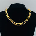 Monogram Square Link Chain Necklace & Bracelet Set