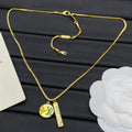 Enamel Coin & Bar Double Charm Box Chain Necklace