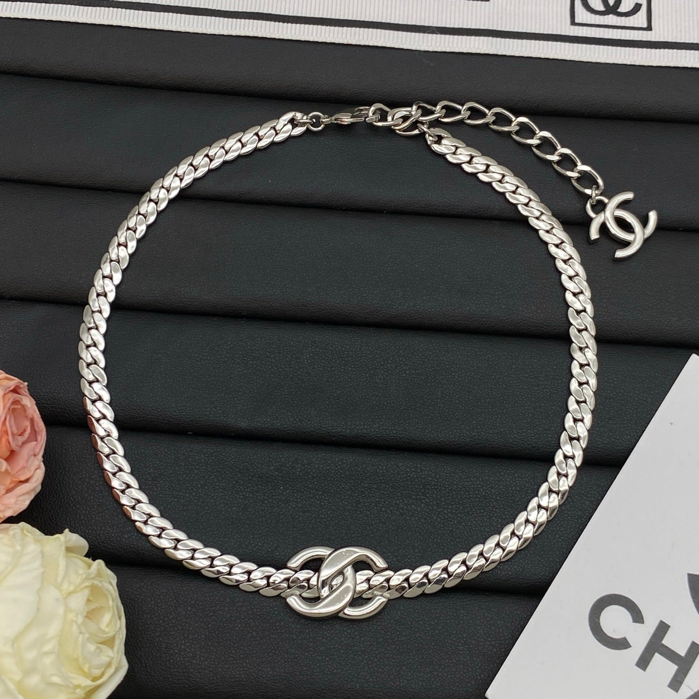 Chunky Cuban Chain Bracelet | Interlocked Logo Center Link | Logo Charm Extender | Gold & Silver Tone