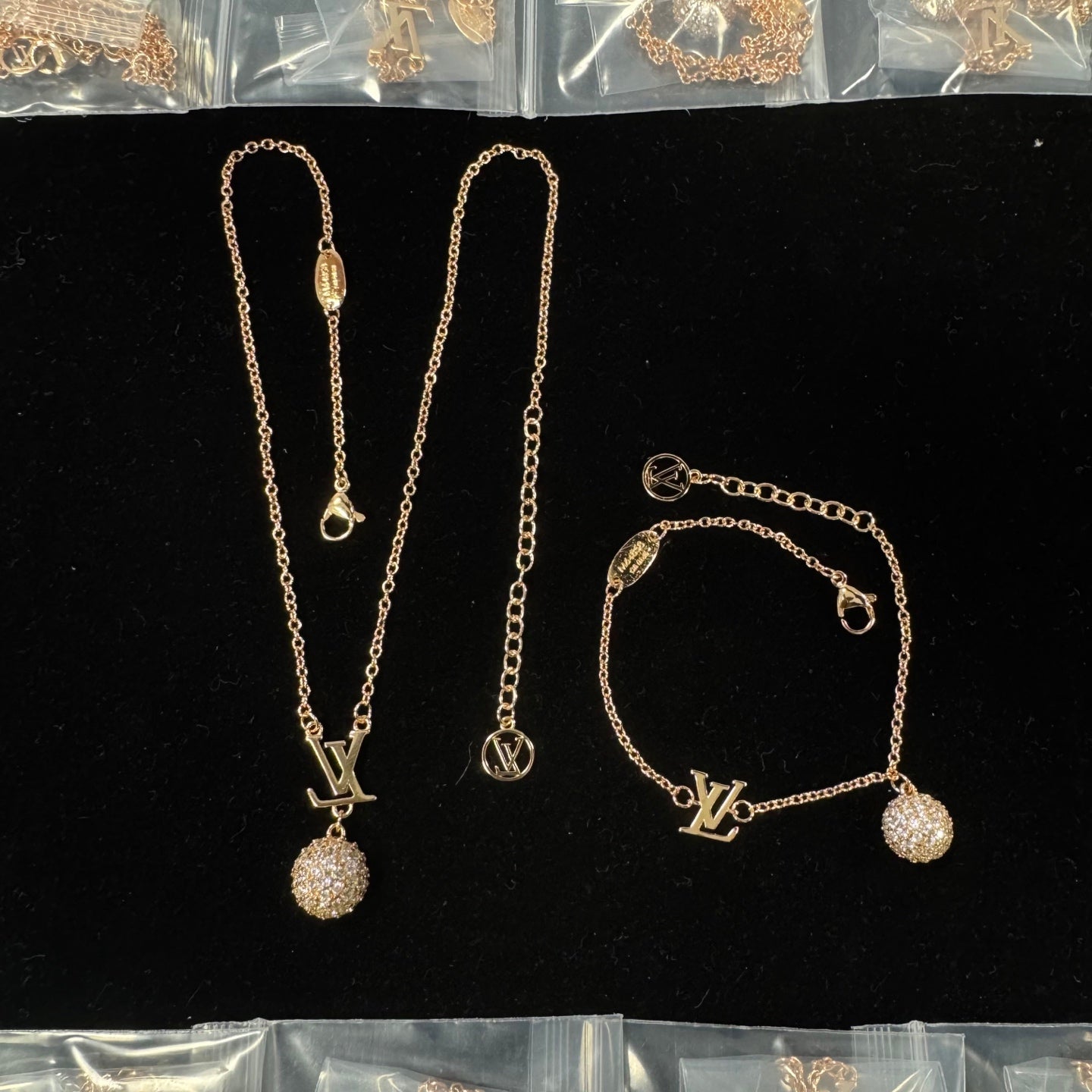 Dainty Logo Letter & Pavé Ball Drop Jewelry Set