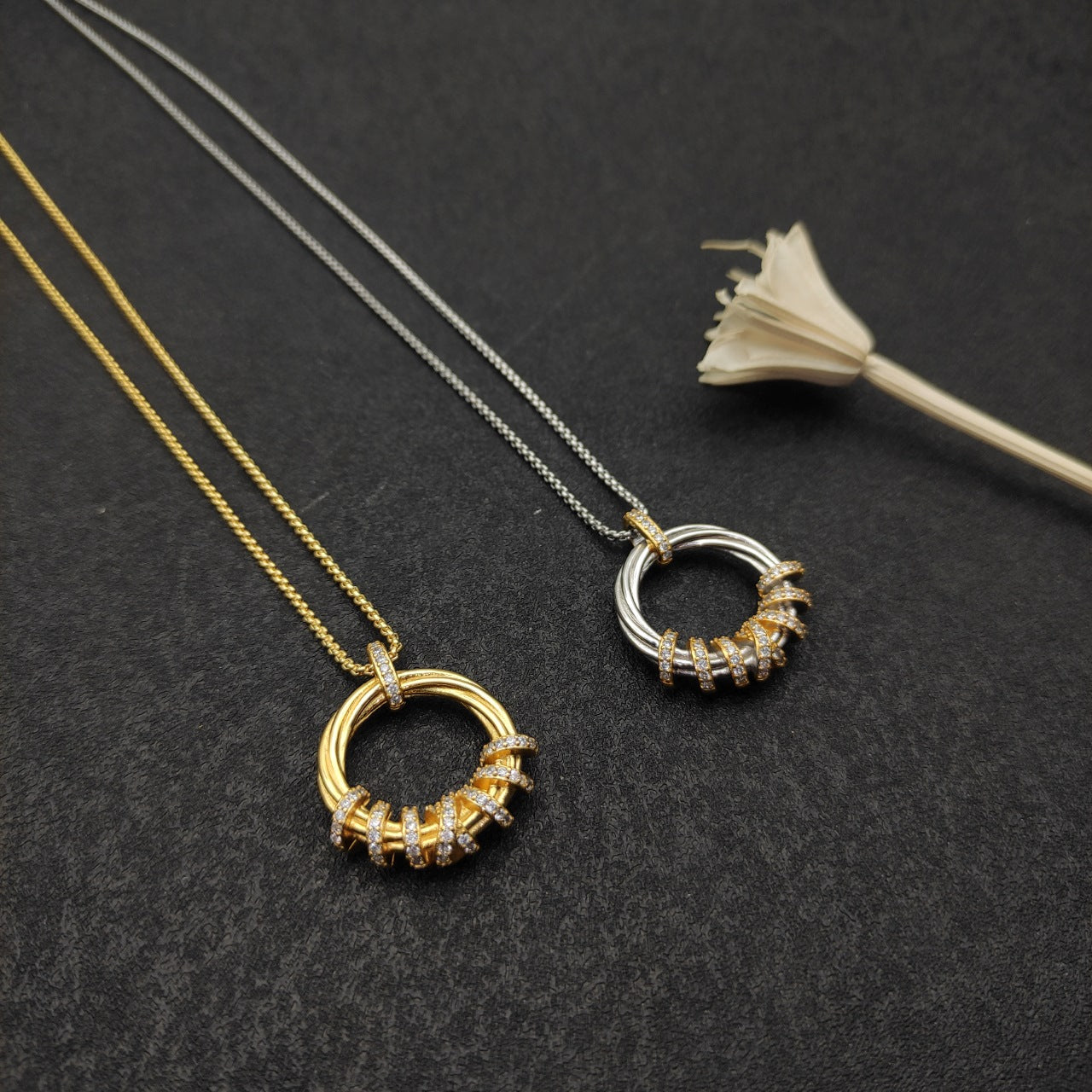 Multi-Ring Open Circle Pendant Necklace