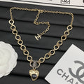 Wavy Chain Black Stone Heart Pendant Necklace