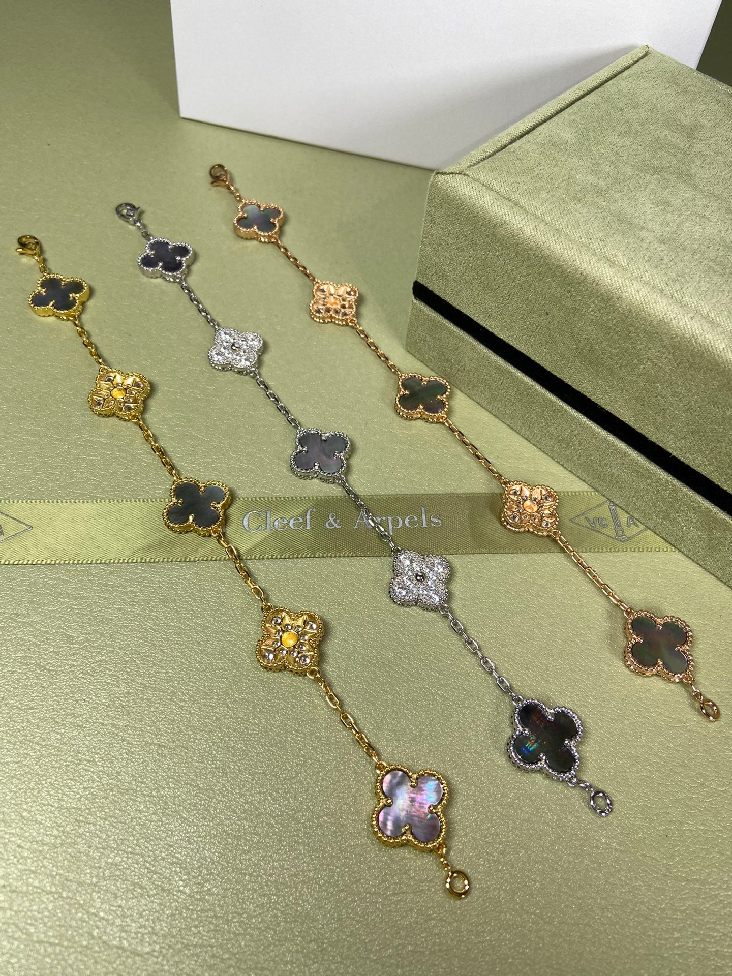 Gray Pearl and Diamond Interwoven Bracelet