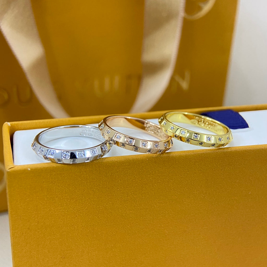 Narrow Diamond-Set Square-Cut Ring