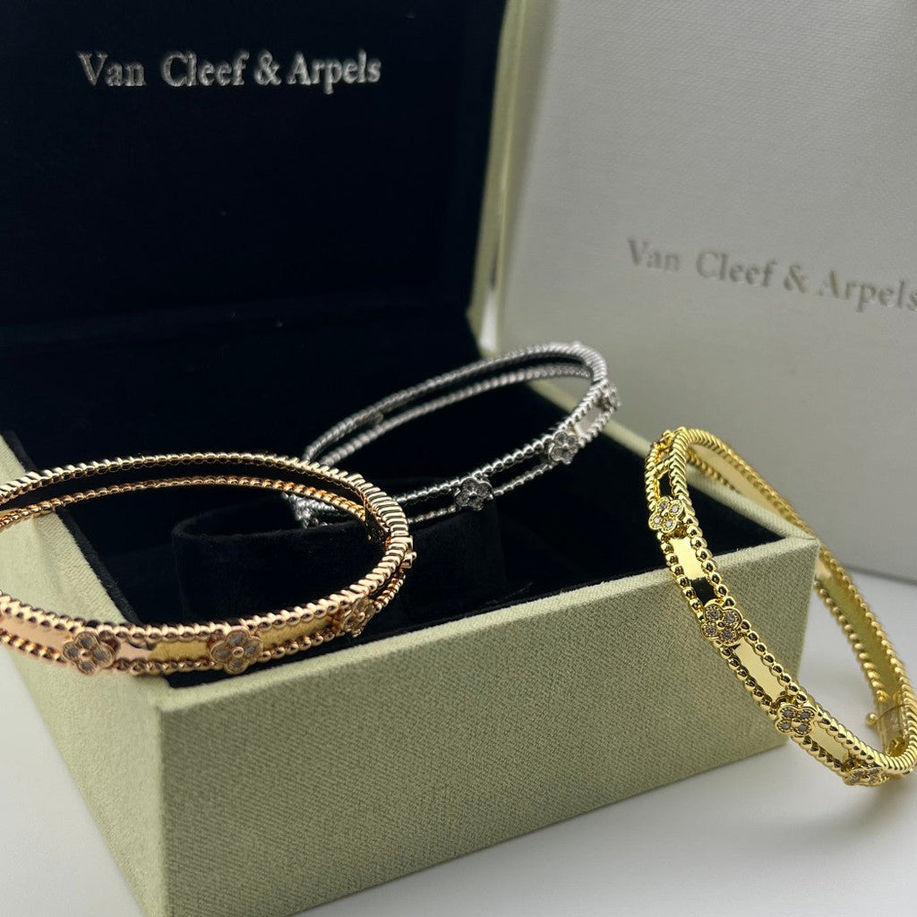 Narrow Beaded Four-Flower Full-Diamond Kaleidoscope Bracelet