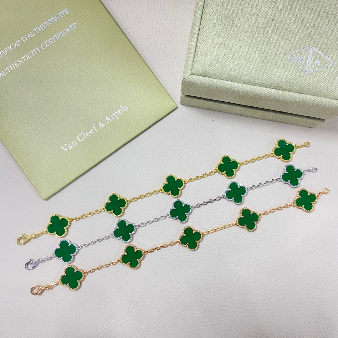 New Green Four-Leaf Clover Five-Flower Bracelet
