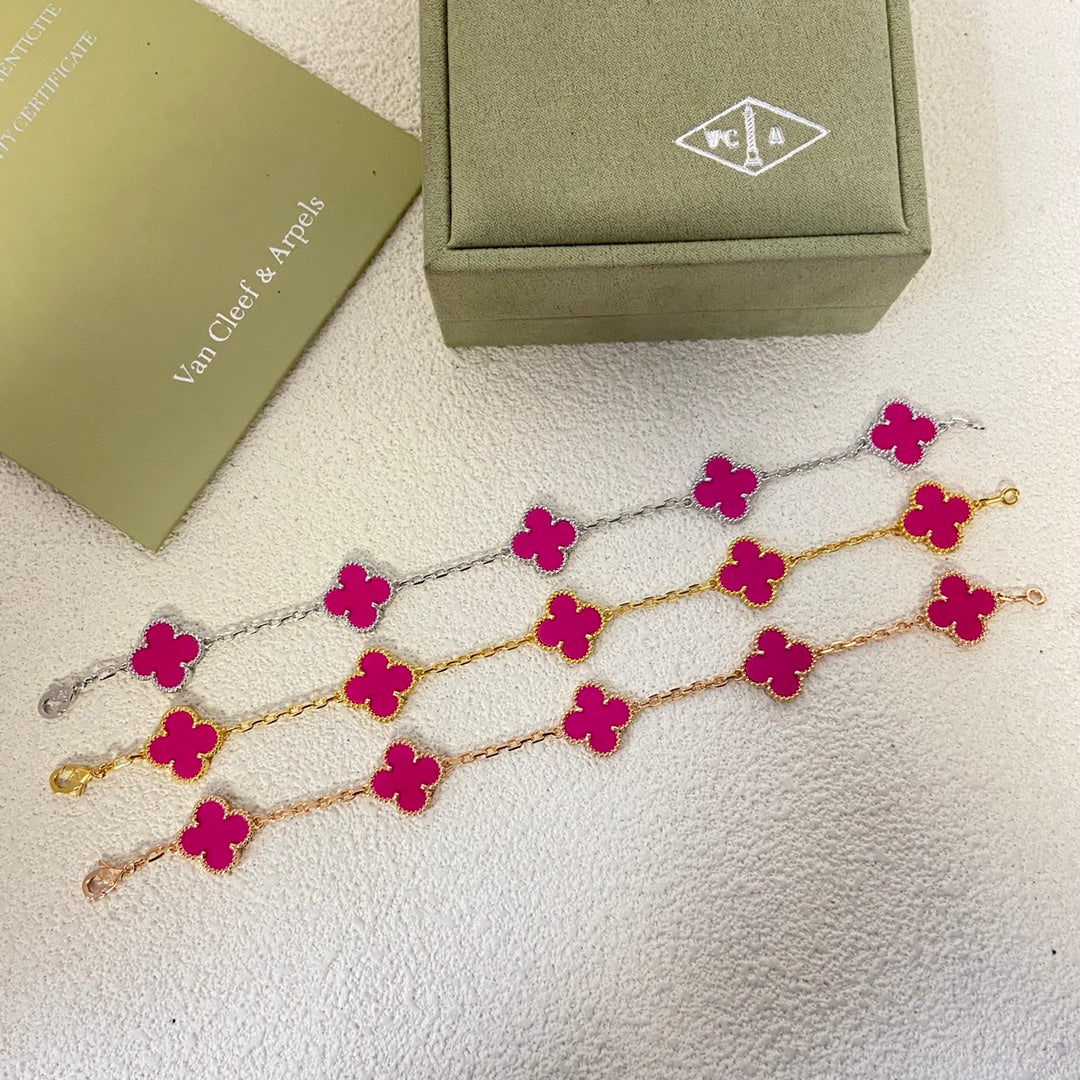 New Rose Pink Five-Flower Bracelet