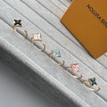 Square Four-Leaf Clover Diamond-Studded Open Ring