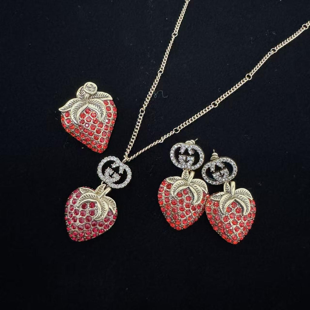 Red Strawberry Rhinestone Set