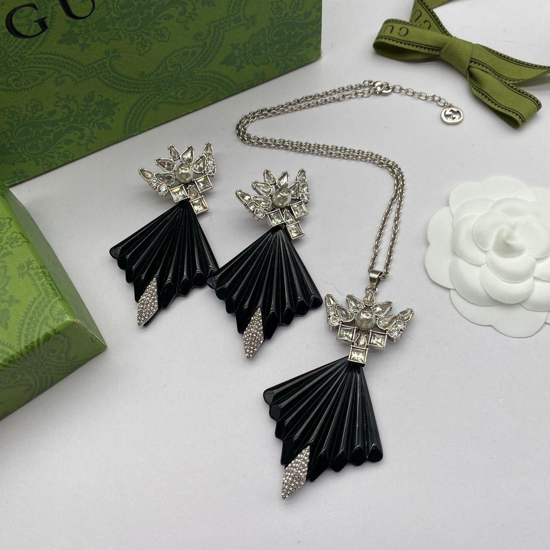 Art Deco Fan Drop Jewelry Set