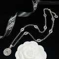Silver-tone Daisy Turquoise Pendant Jewelry Set