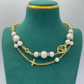 Chunky Pearl & Crystal Spacer Logo Chain Jewelry Set