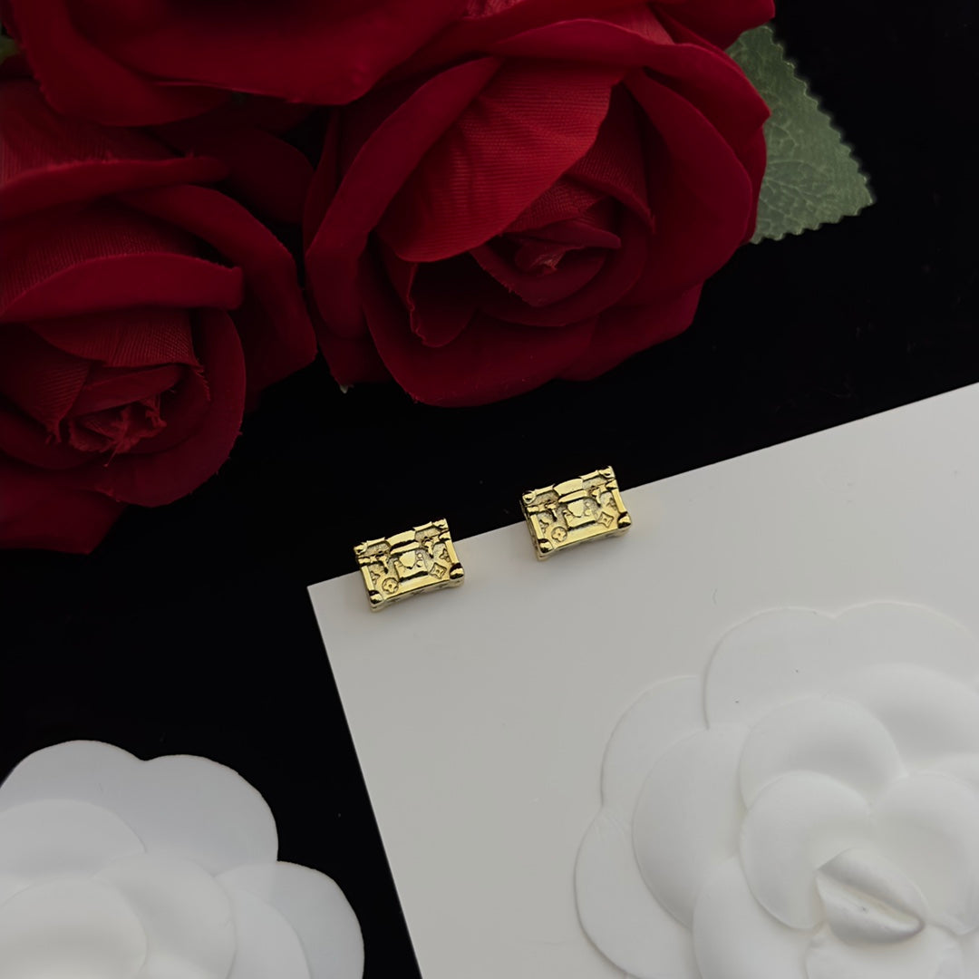 Miniature Luggage Charm Necklace & Earring Set