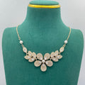 Textured Floral Cluster Pearl & Crystal Jewelry Set
