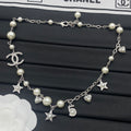 Pearl Multi-Charm CC Star No.5 Heart Station Necklace & Bracelet Set