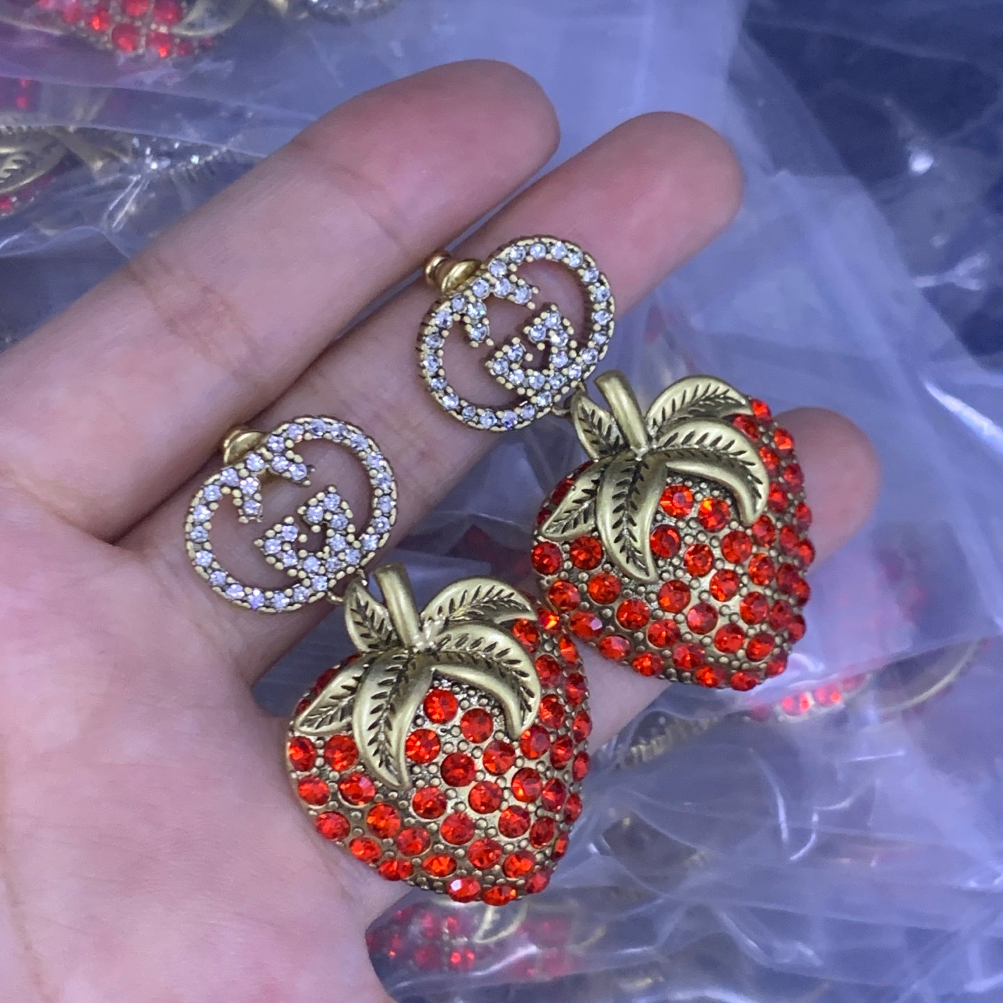 Red Strawberry Rhinestone Set