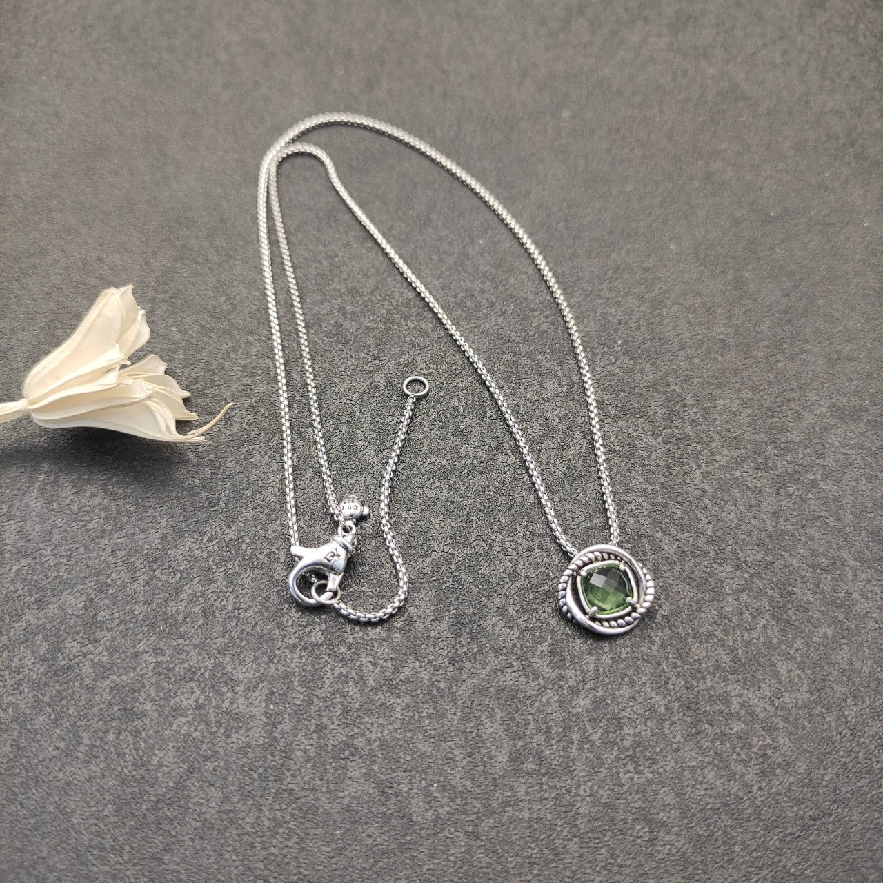 Twisted Bezel Cushion Crystal Pendant Necklace