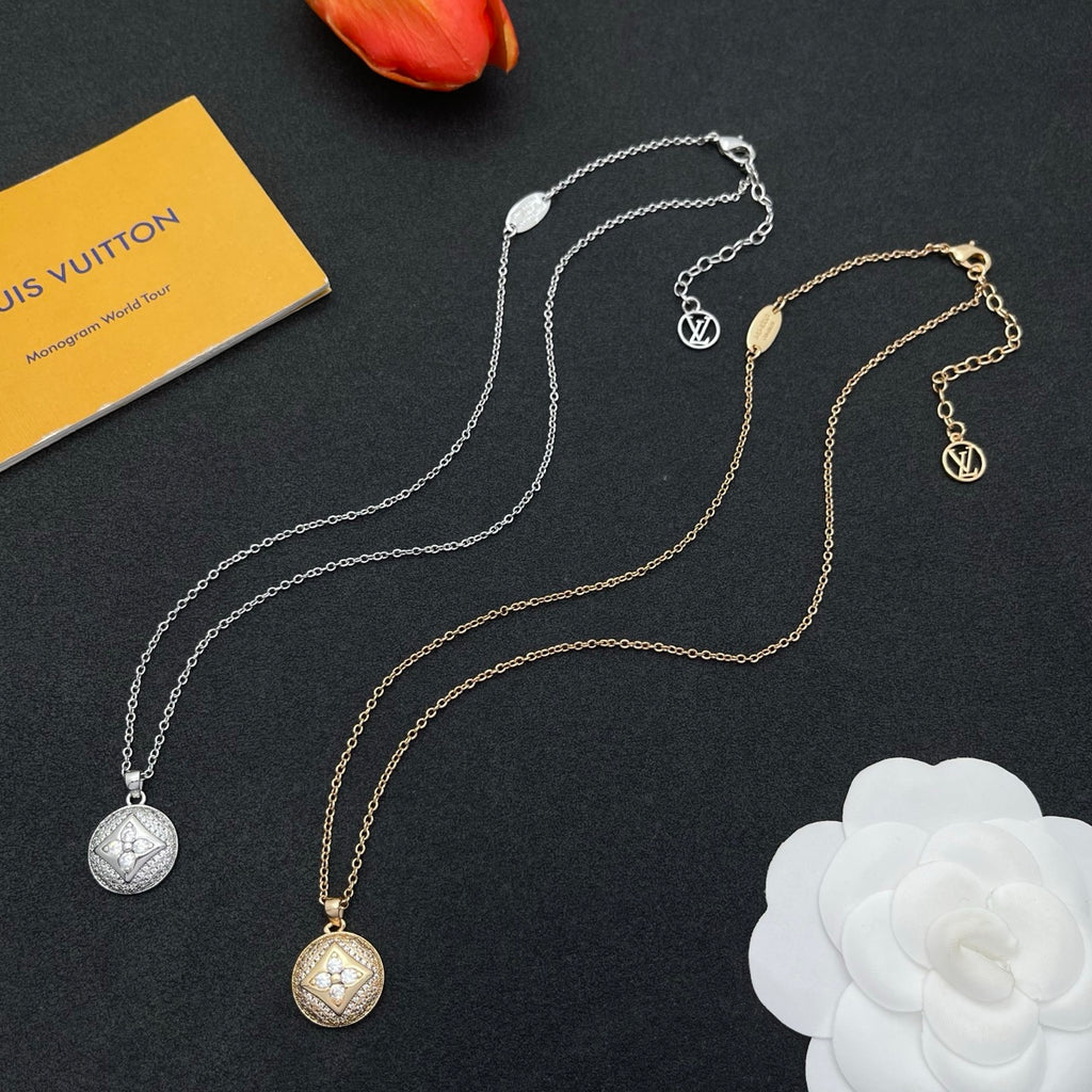 Crystal Floral Medallion Pendant Necklace