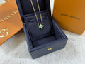 Turquoise Enamel Four-Petal Flower Pendant Necklace