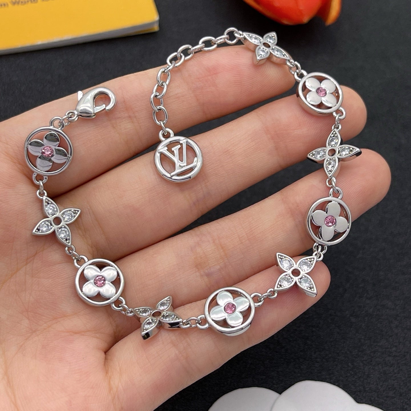 Floral Medallion Crystal Link Jewelry Set