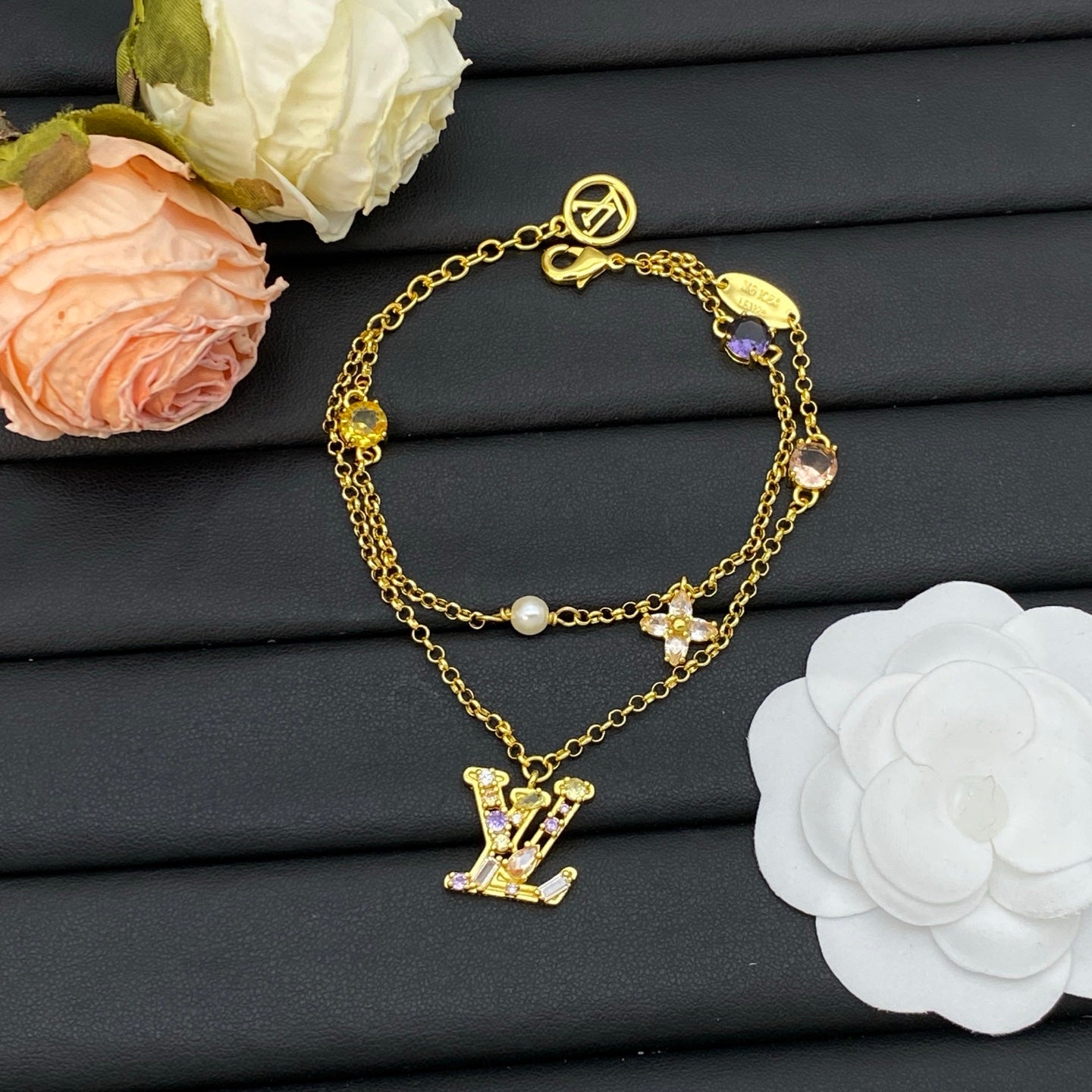 Monogram Crystal Pendant Set