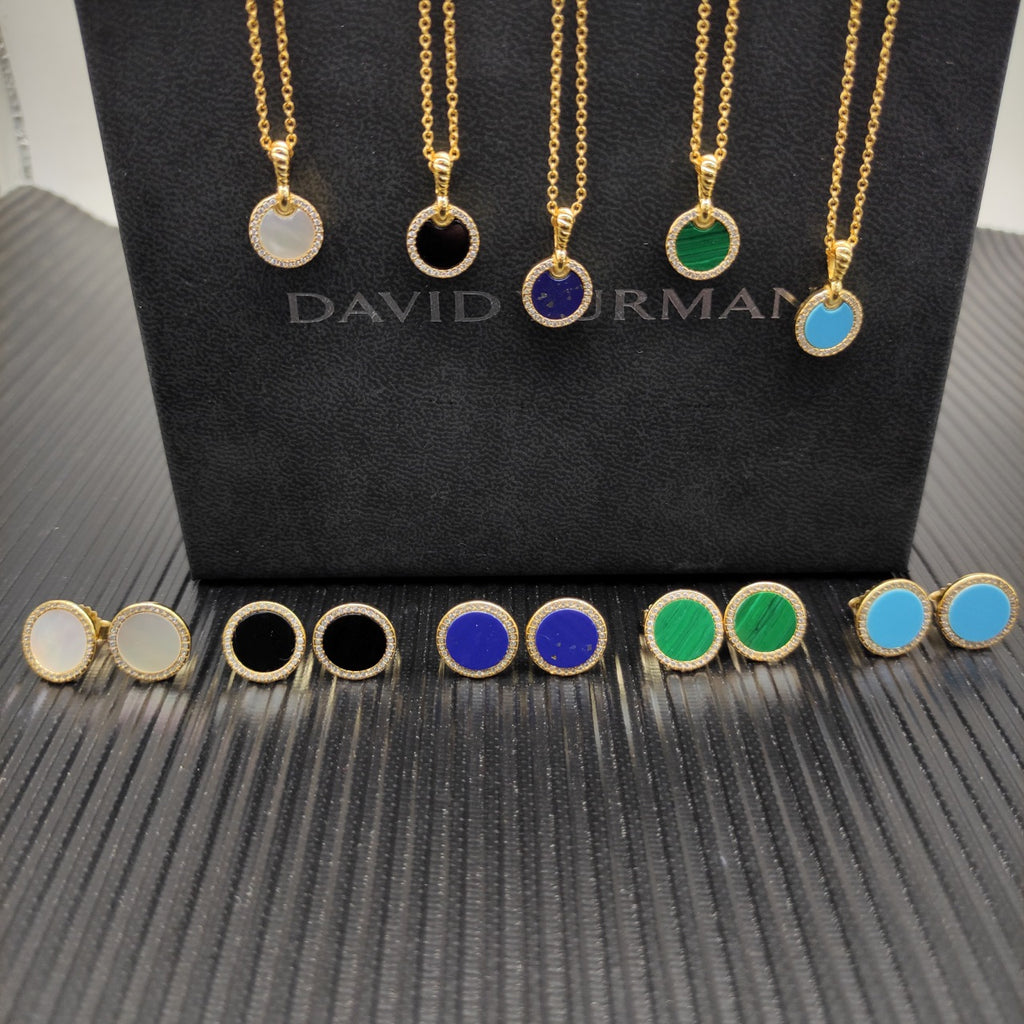 Multi-Color Oval Stone Pavé Pendant Necklace & Bracelet & Earring Set