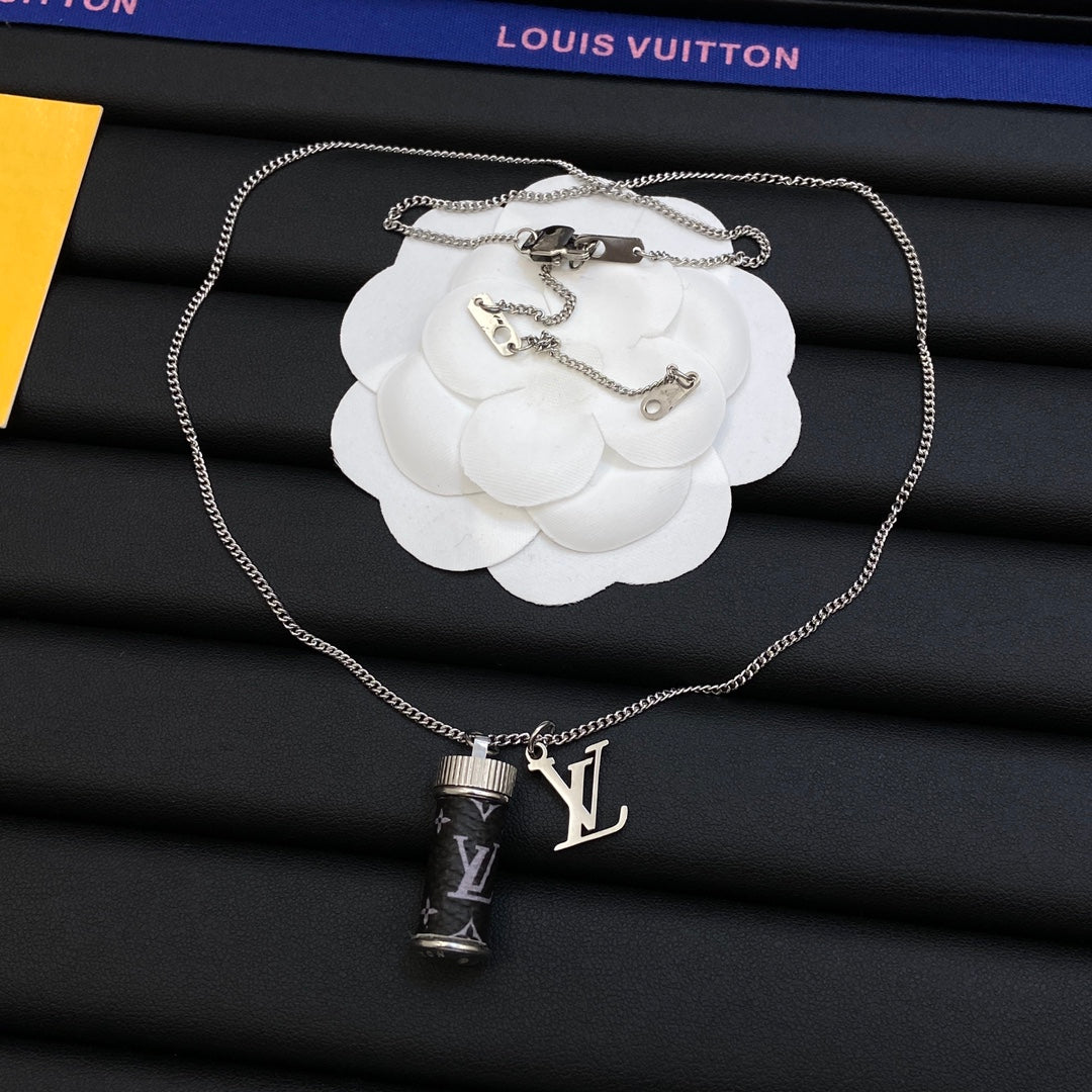 Logo Letter & Monogram Cylinder Vial Pendant Necklace