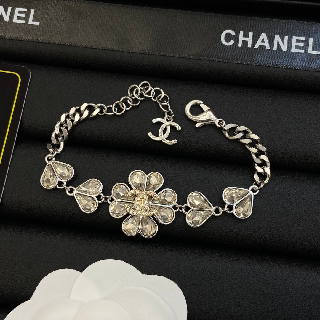 Crystal Teardrop Floral Cluster Jewelry Set