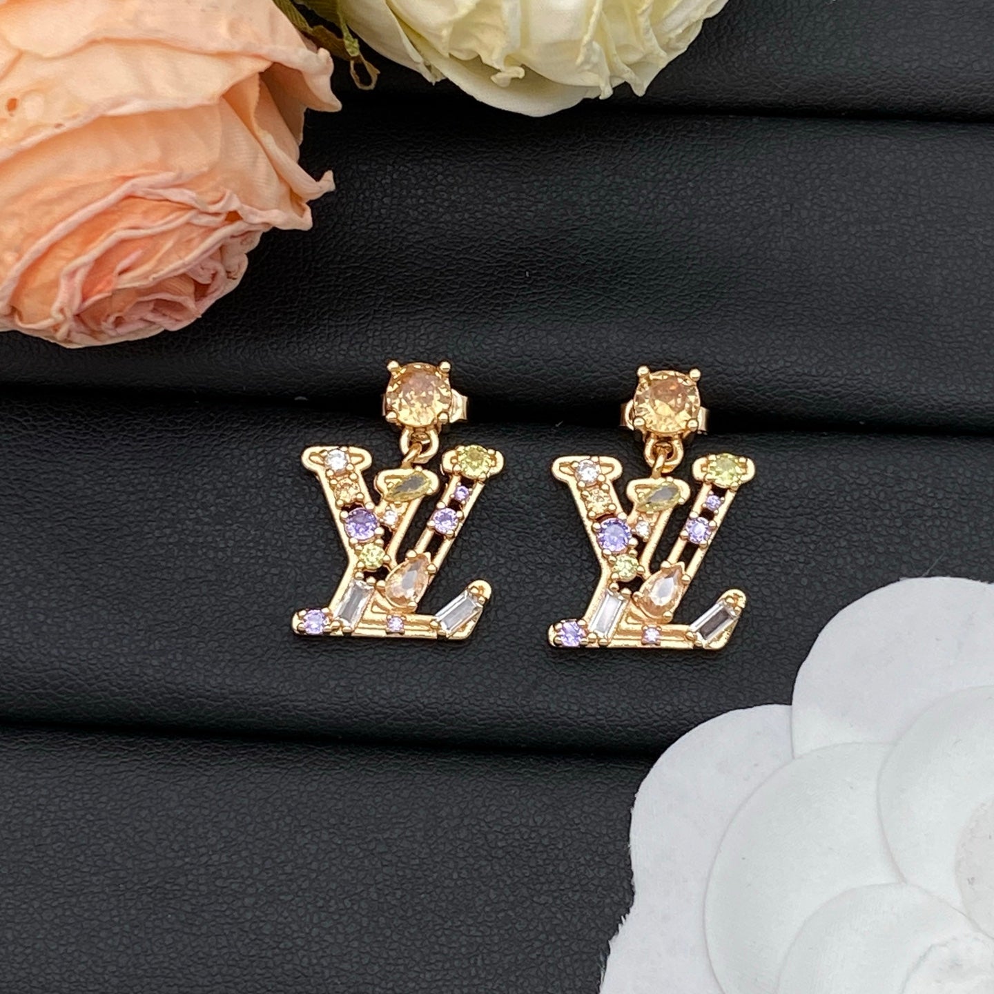 Monogram Crystal Pendant Set