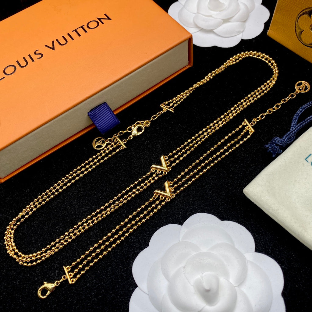 Multi-Strand Ball Chain Monogram Necklace & Bracelet Set
