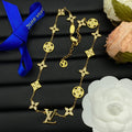 Pavé Four-Petal Flower & Round Coin All-Over Station Long set